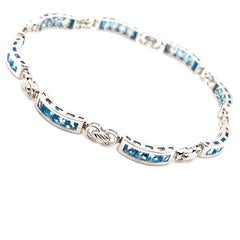 Topaz tennis bracelet art deco 10k white gold