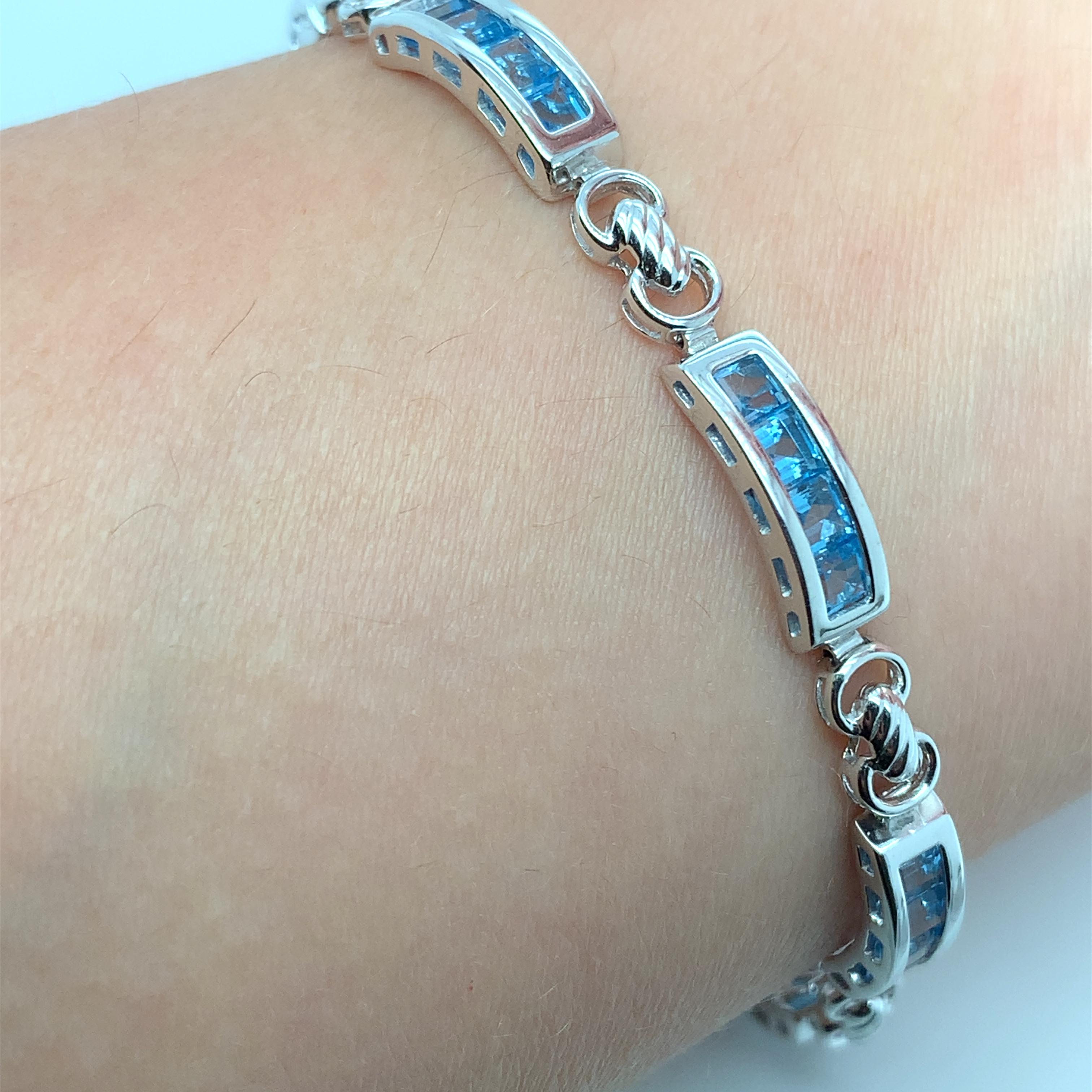 Art Deco Topaz tennis bracelet art deco 10k white gold For Sale