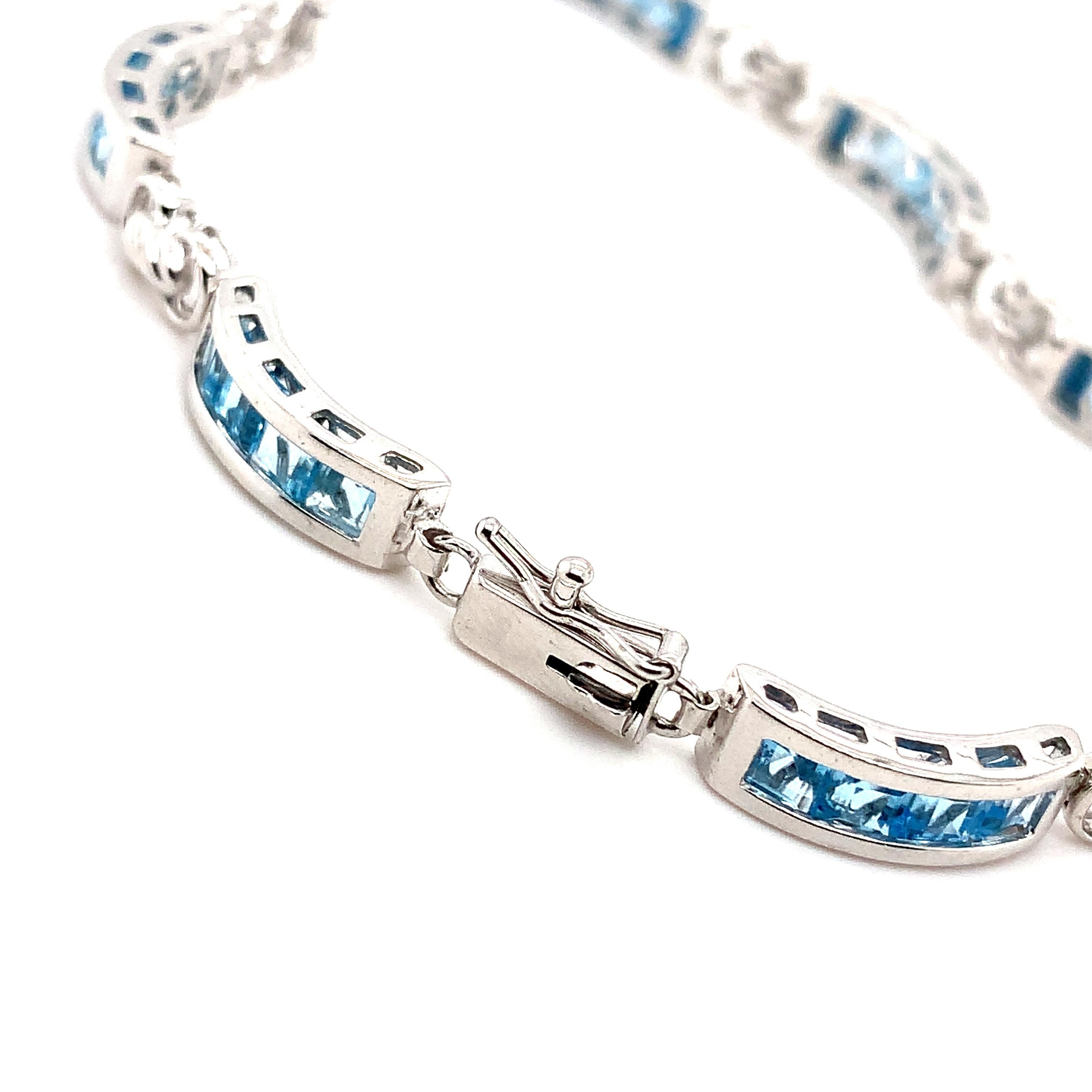 Topaz tennis bracelet art deco 10k white gold For Sale 1