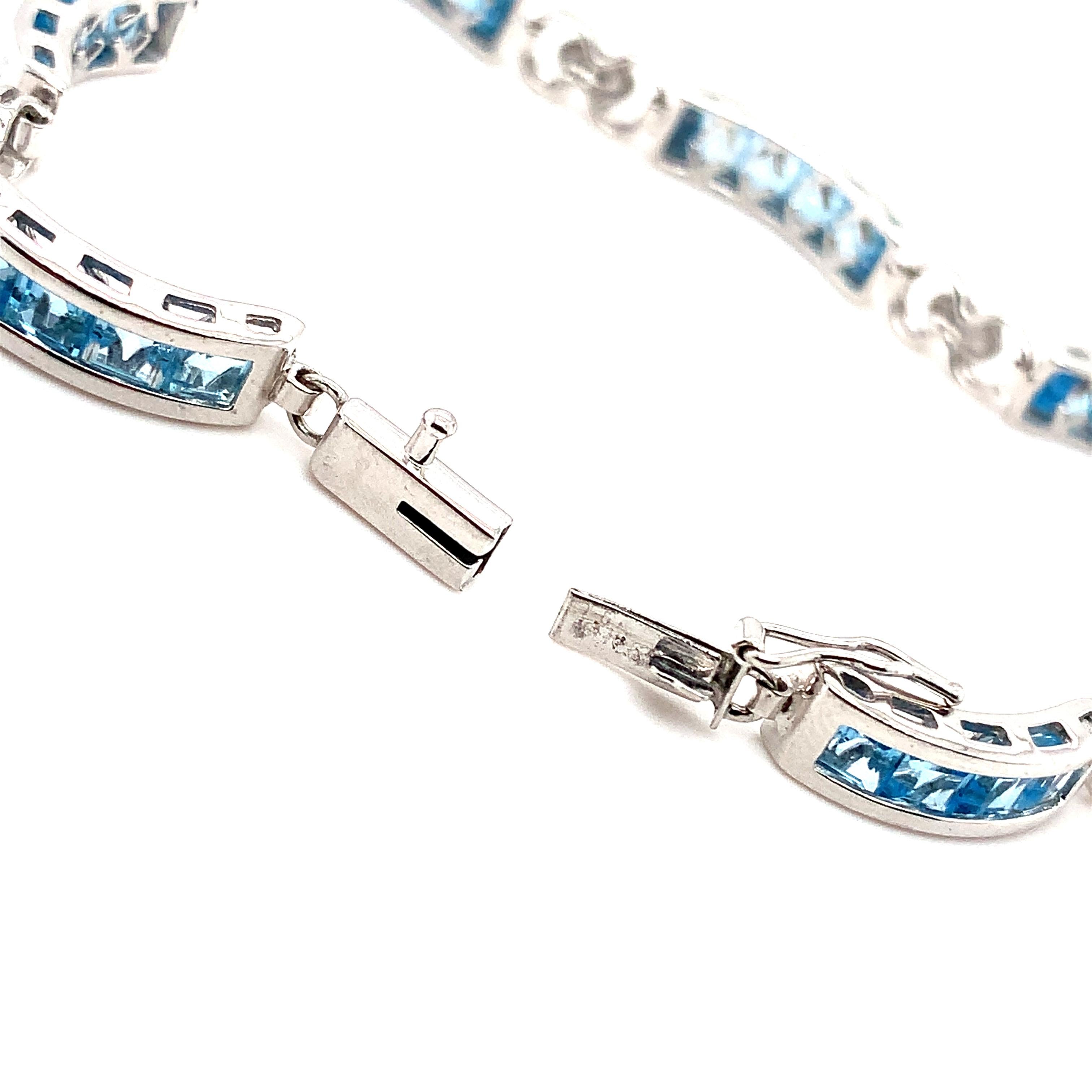 Topaz tennis bracelet art deco 10k white gold For Sale 2