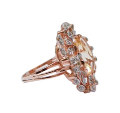 Topaz, Tsavorite, Diamonds, Rose Gold and Silver Ring.