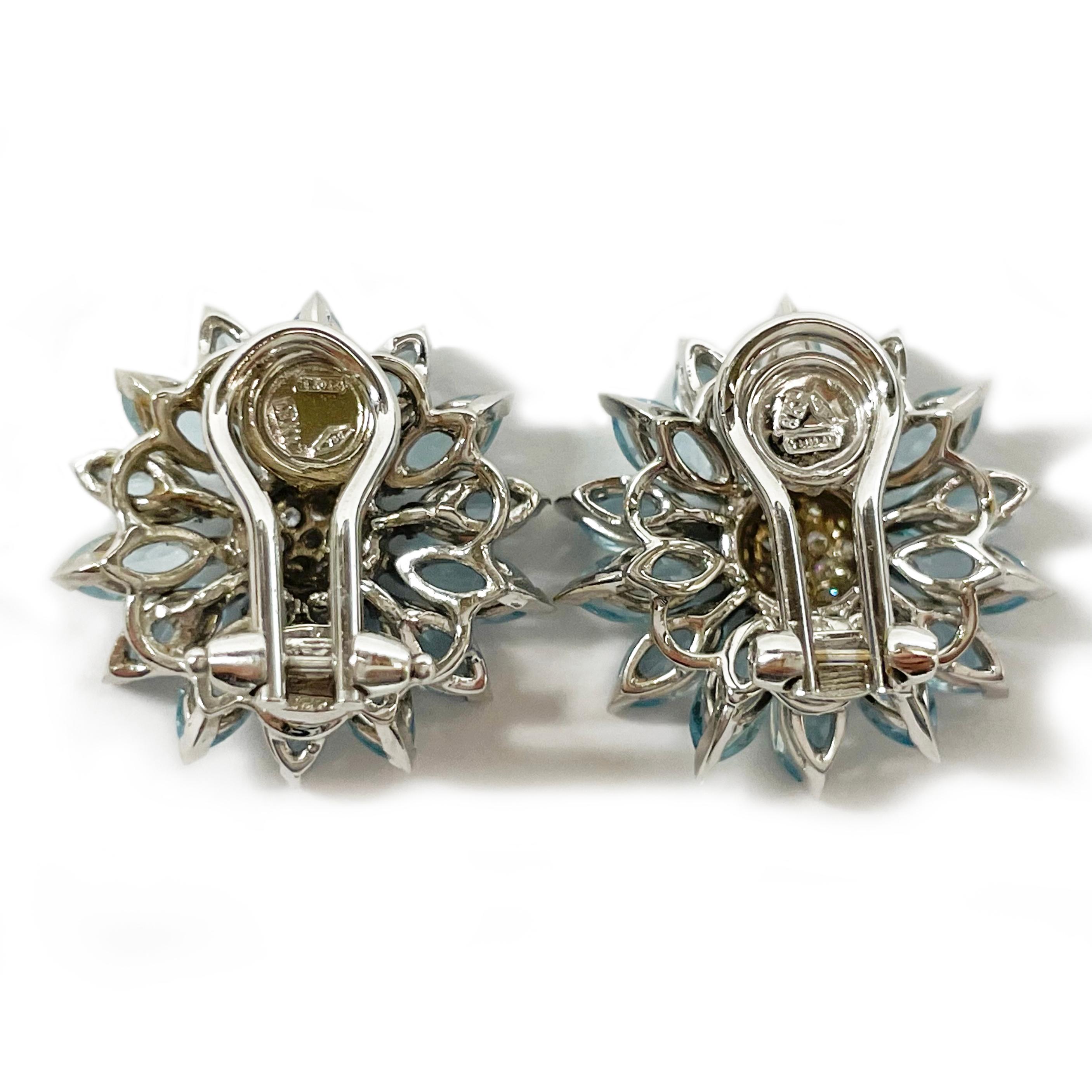 Round Cut Topaz White Diamond Clip-On Earrings For Sale