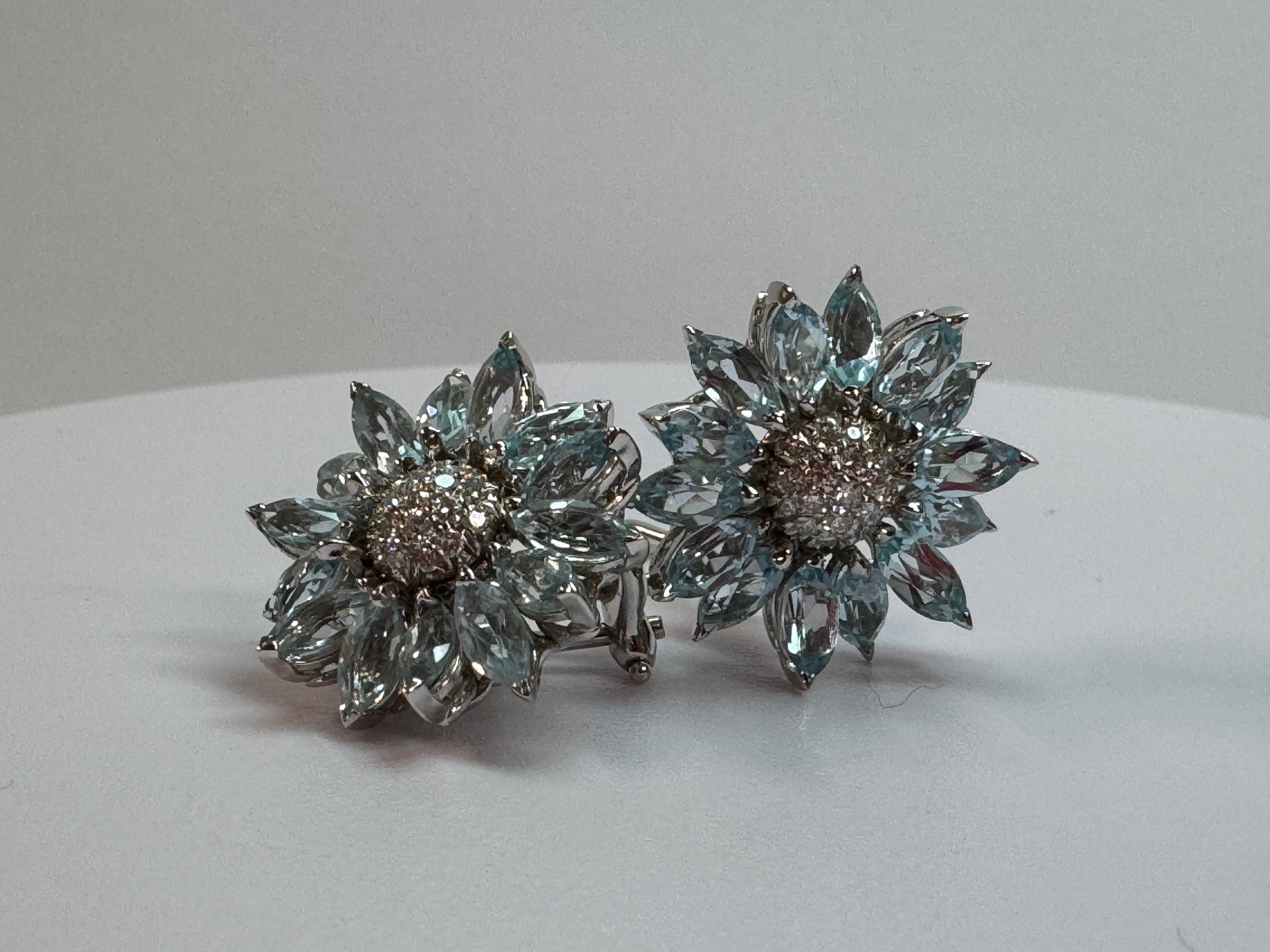 Women's or Men's Topaz White Diamond Clip-On Earrings For Sale
