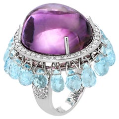 Topazes Briolettes, Amethyst and Diamonds 18k Gold Ring