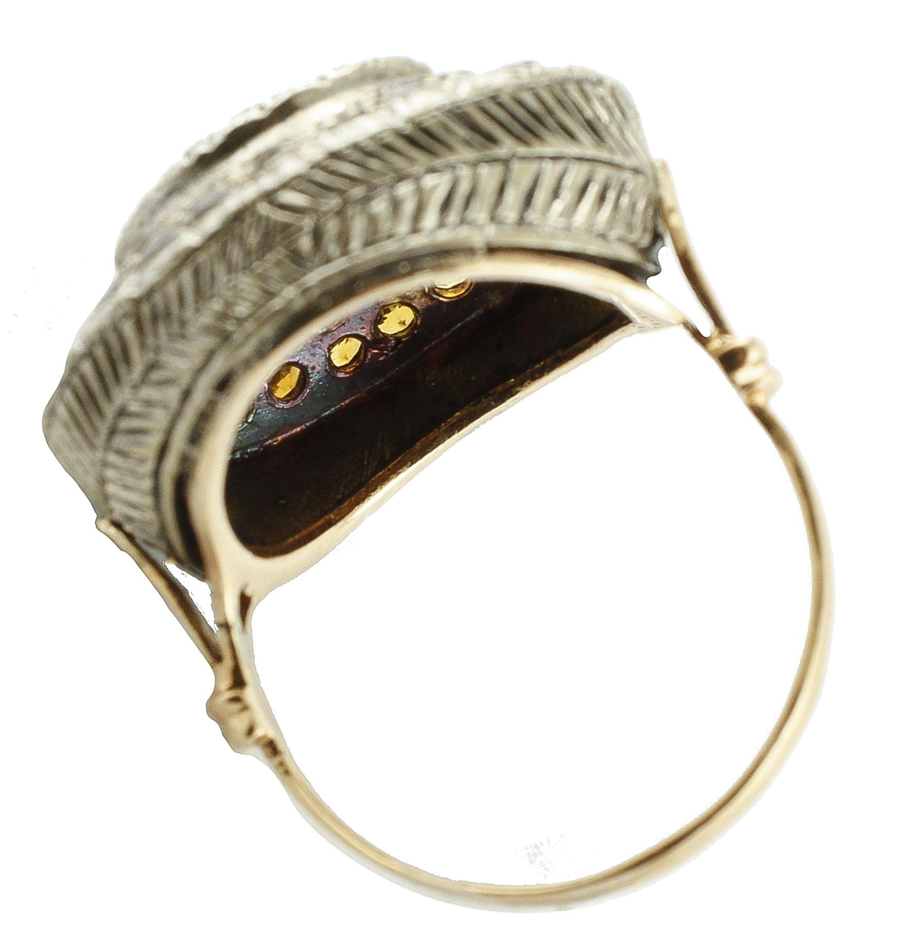 Anillo de Cóctel de Oro Rosa y Plata con Topacios y Diamantes Retro en venta
