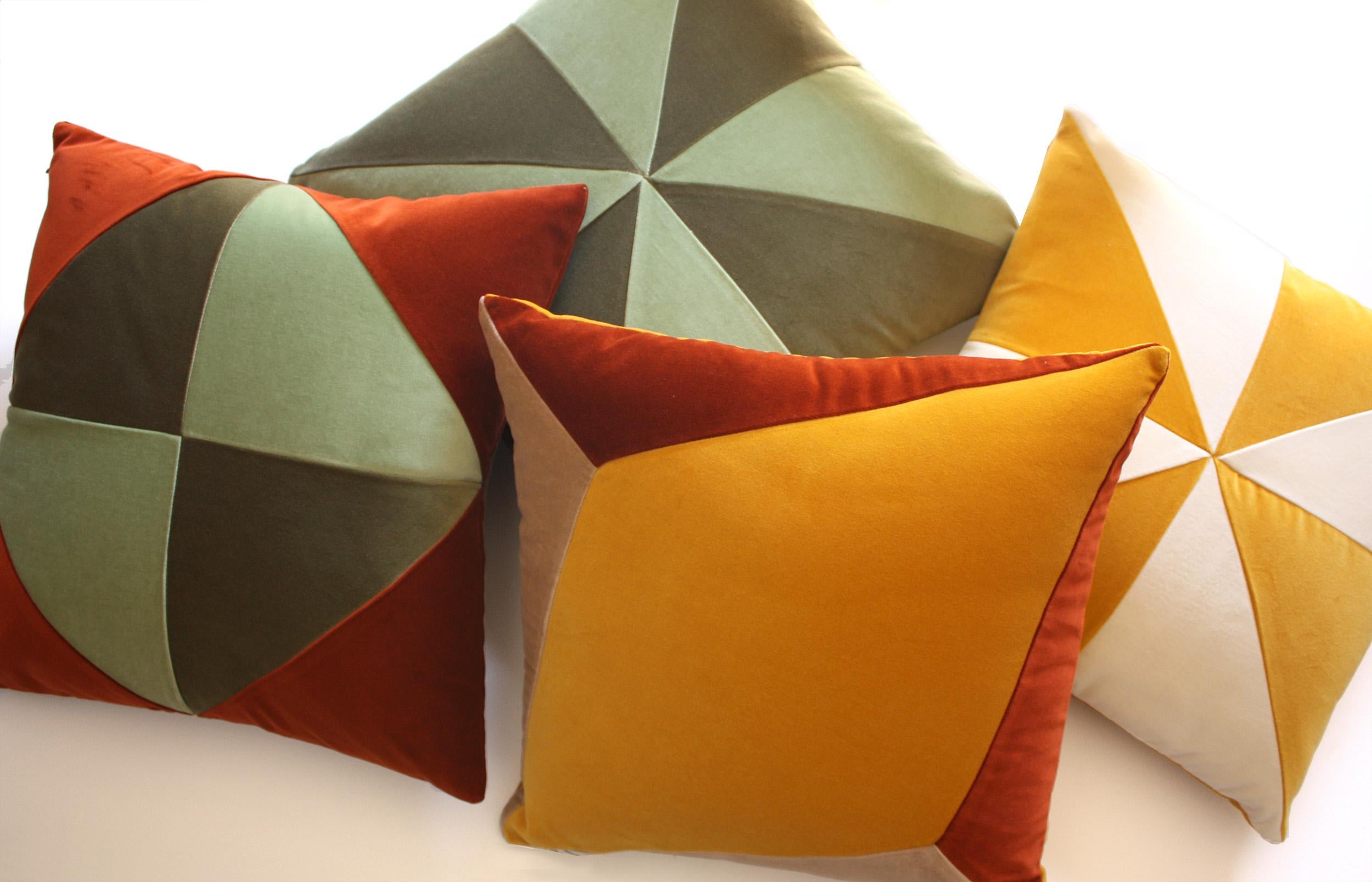 Portuguese Topazio Black & Camel Velvet Deluxe Handmade Decorative Pillow For Sale