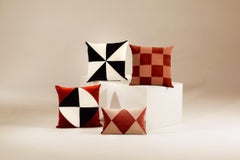 Topazio Almohada decorativa de terciopelo azul y marfil de lujo hecha a mano