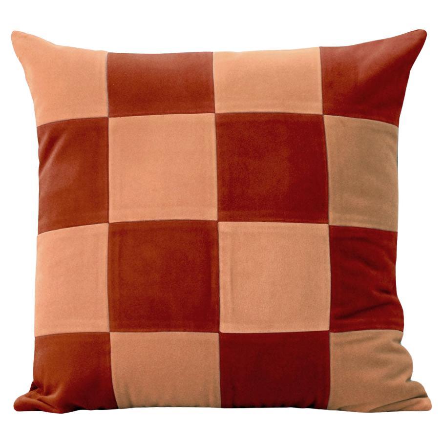 Topazio Brick and Camel Velvet Deluxe Handmade Decorative Cushion