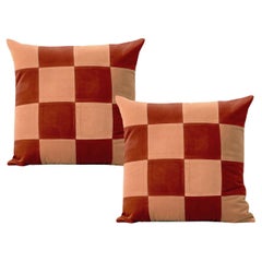 Topazio Camel and Brick set of 2 Velvet Deluxe Handmade Decorative Cushions