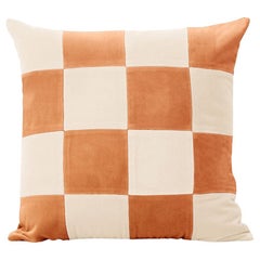 Topazio Camel and Ivory Velvet Deluxe Handmade Decorative Cushion