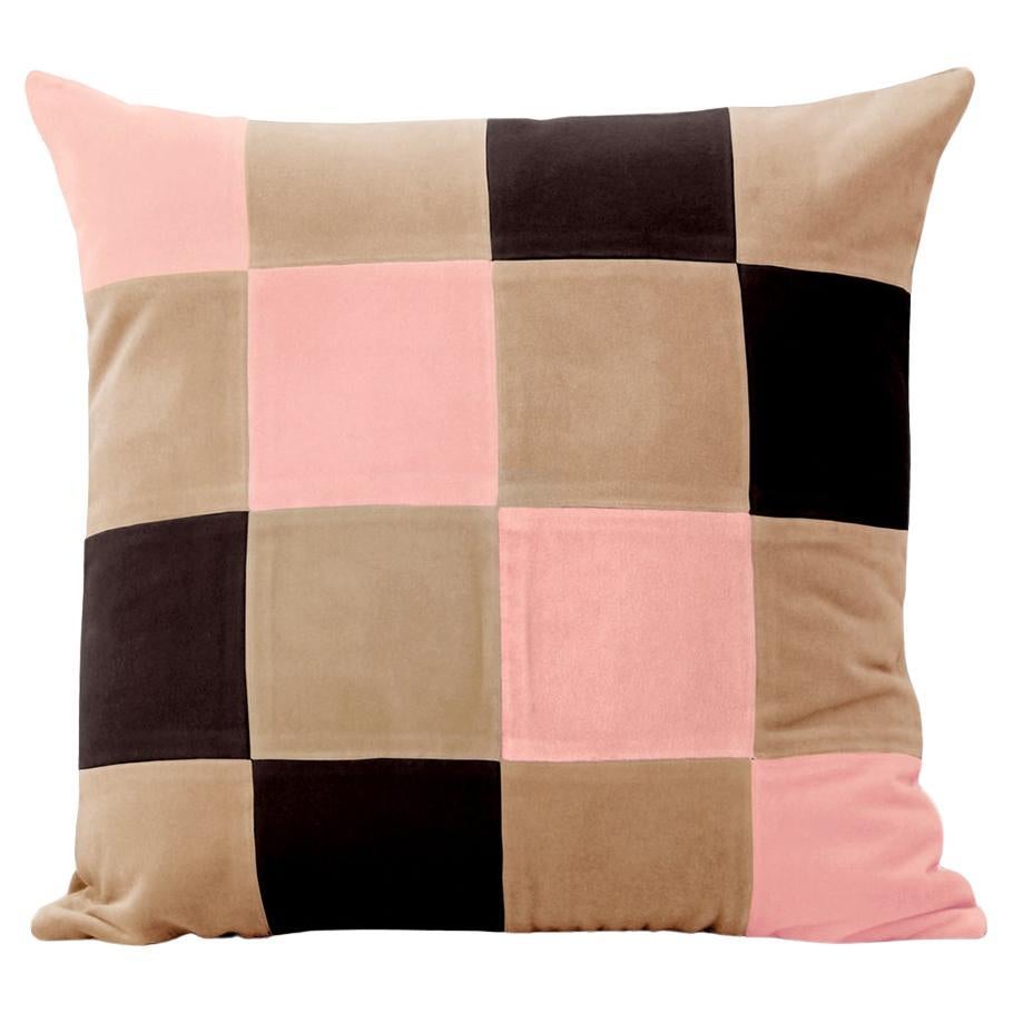 Topazio cappuccino, pink and black Velvet Deluxe Handmade Decorative Cushion