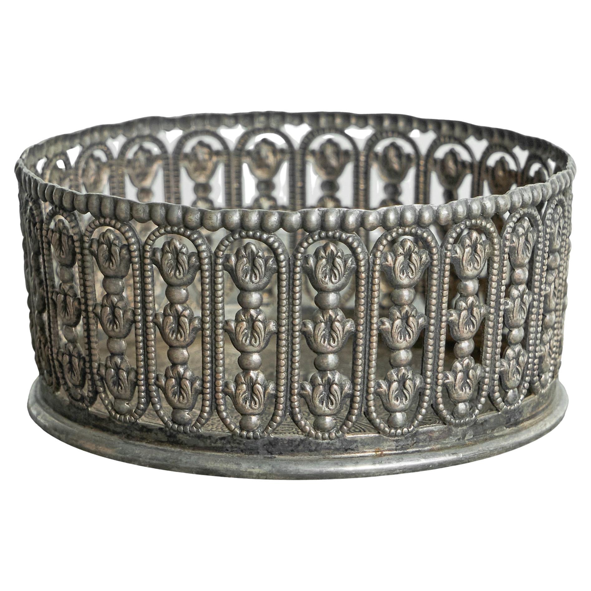 Topazio Casquinha Portabotellas de Vino en Plato de Plata Portugal Principios del Siglo XX en venta