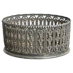Antique Topazio Casquinha Wine Bottle Holder in Silver Plate Portugal Early 20th Century