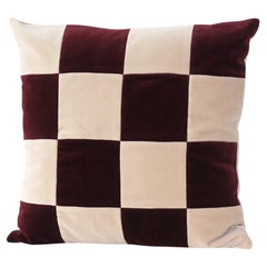 Topazio Deep Bordeaux and Cappuccino Velvet Deluxe Handmade Decorative Cushion