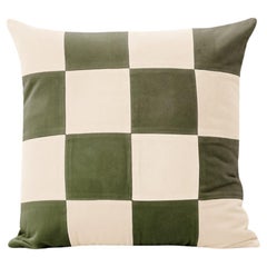 Topazio Dry Green & Ivory Velvet Deluxe Handmade Decorative Pillow