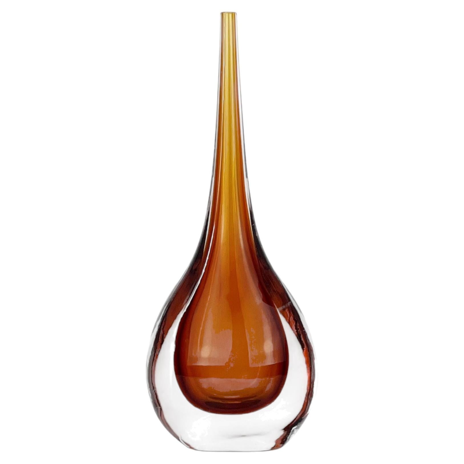 Topaz Drop Vase - Murano Glass For Sale