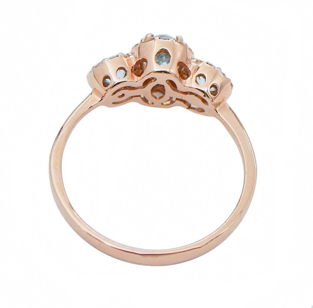 Mixed Cut Topazs, Diamonds, 18 Karat Rose Gold Modern Ring For Sale