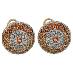 Topaze, diamants, or rose et argent  Boucles d'oreilles.