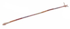 Topazs, Green Amethysts, Tourmaline, Iolite, Garnets, Rose Gold Tennis Bracelet