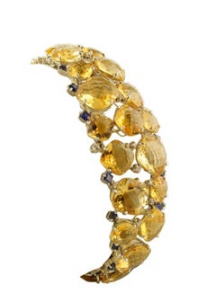 Topazs, Sapphires, Diamonds, 14 Karat White Gold Retrò Bracelet.