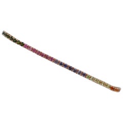 Topazs, Tourmaline, Iolite, Amethysts, Rose Gold Tennis Bracelet