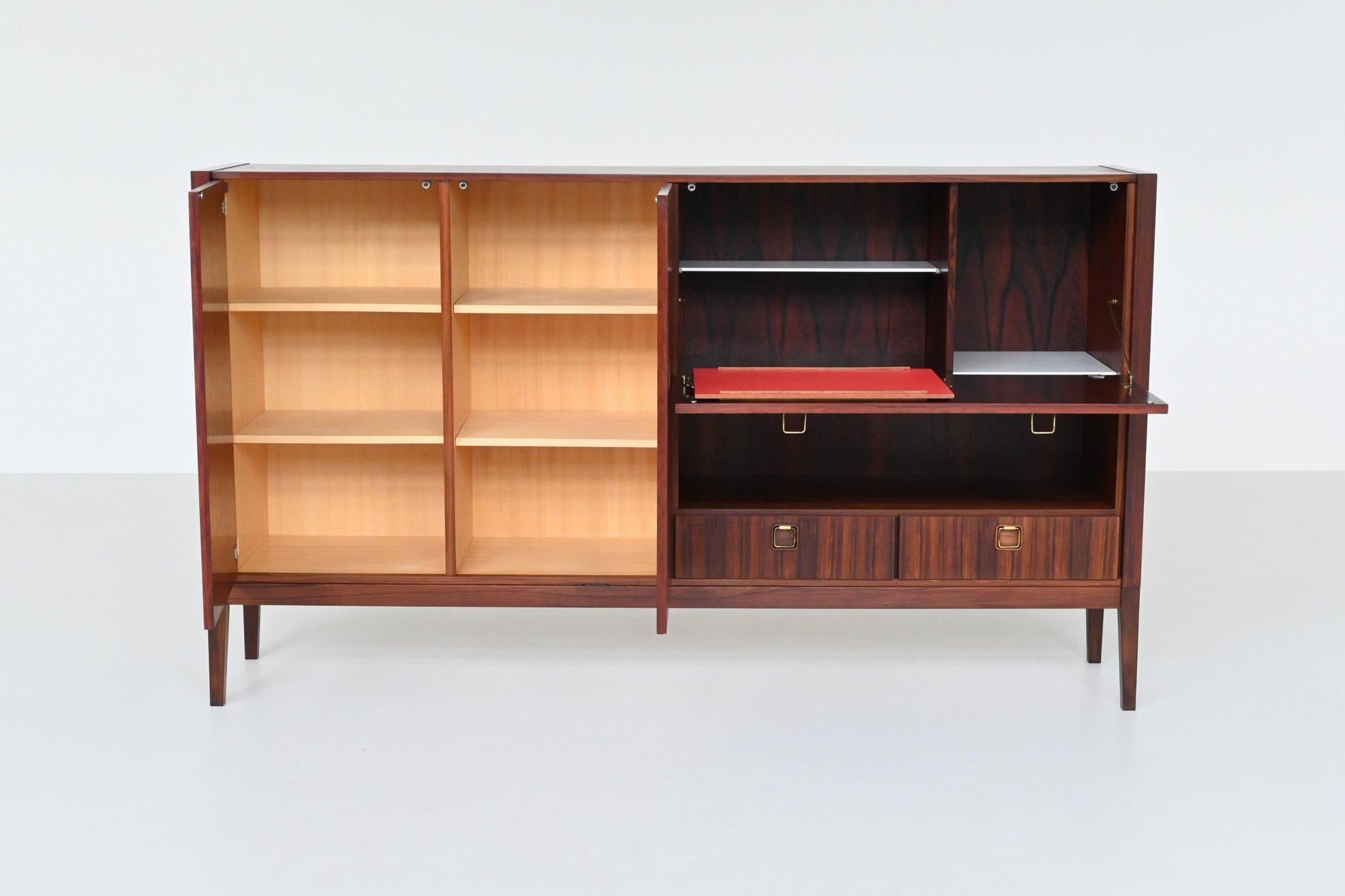 Mid-Century Modern Topform highboard in rosewood and brass The Netherlands 1960