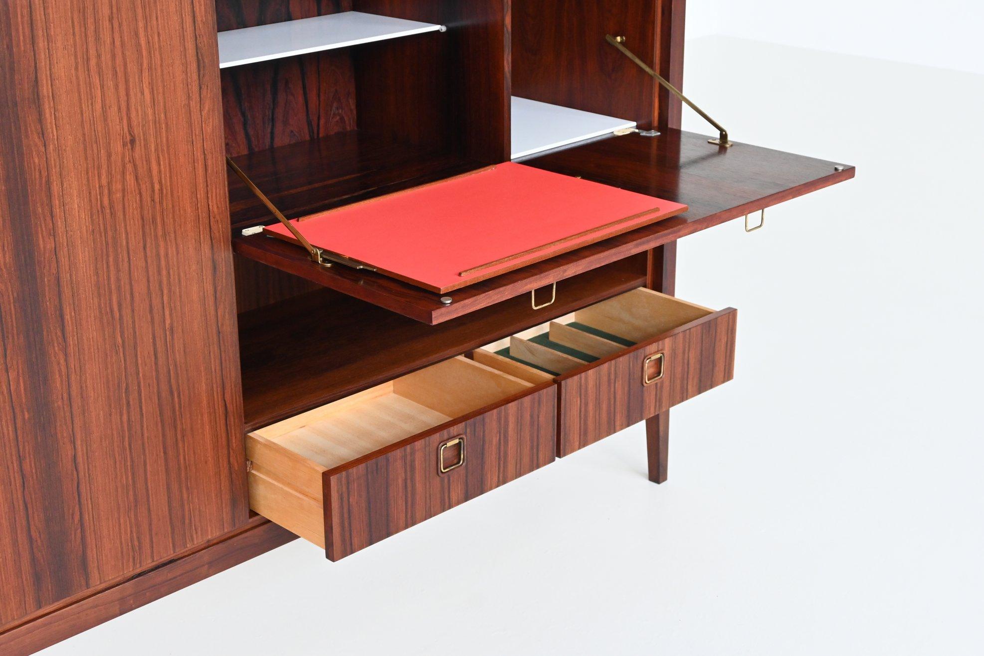 Topform highboard in rosewood and brass The Netherlands 1960 In Good Condition In Etten-Leur, NL
