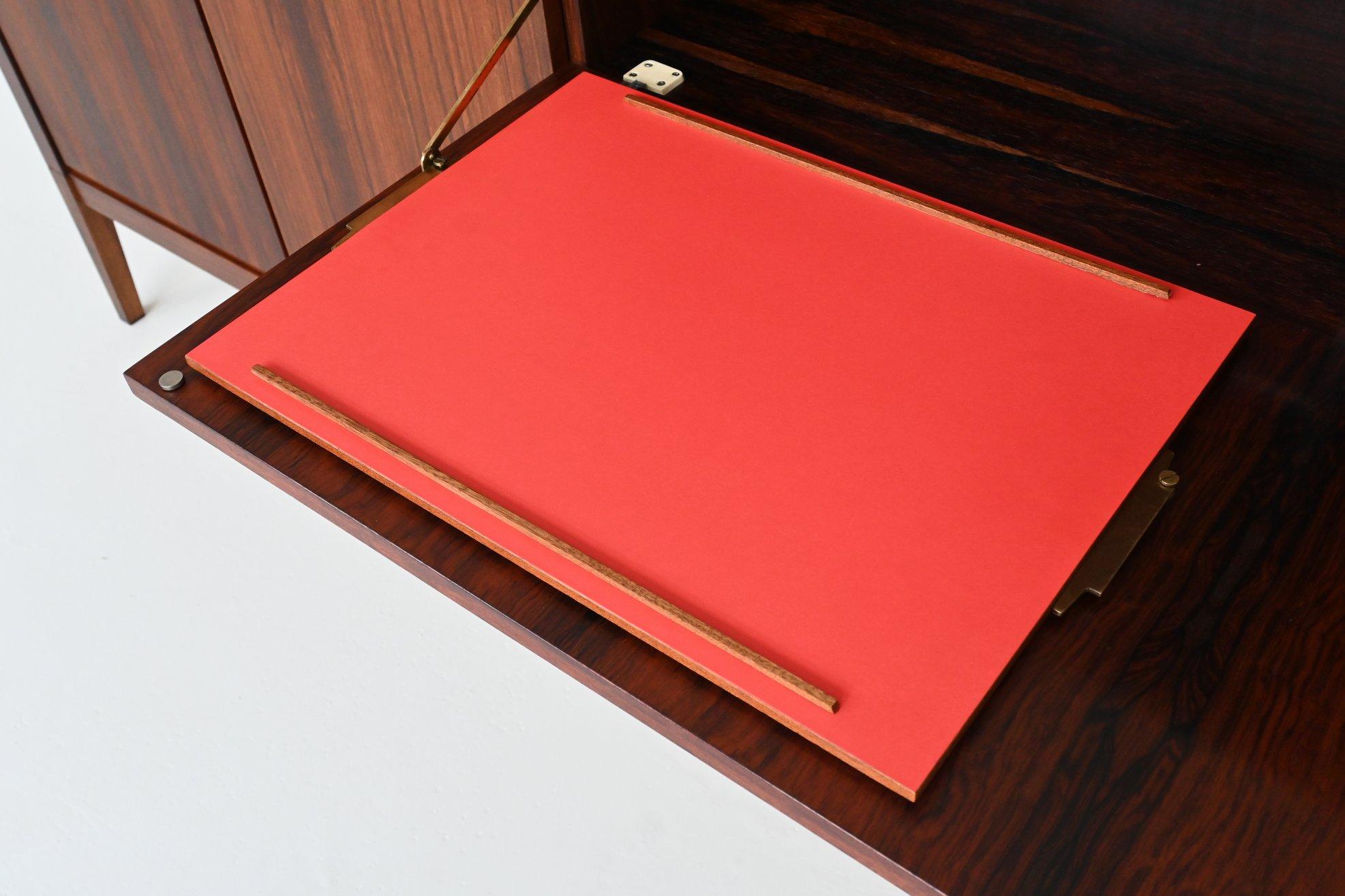 Mid-20th Century Topform highboard in rosewood and brass The Netherlands 1960