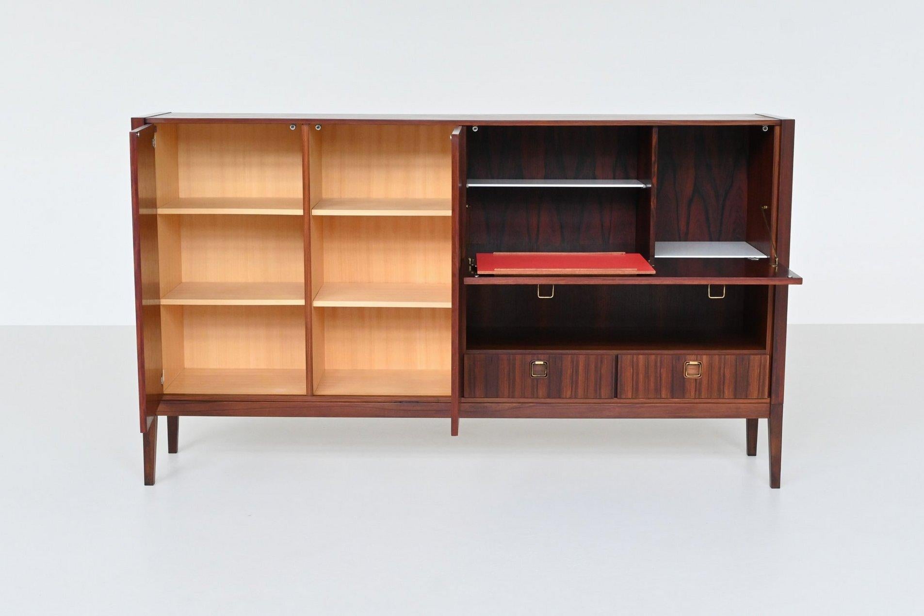 Mid-Century Modern Topform highboard rosewood and brass Netherlands 1960 For Sale