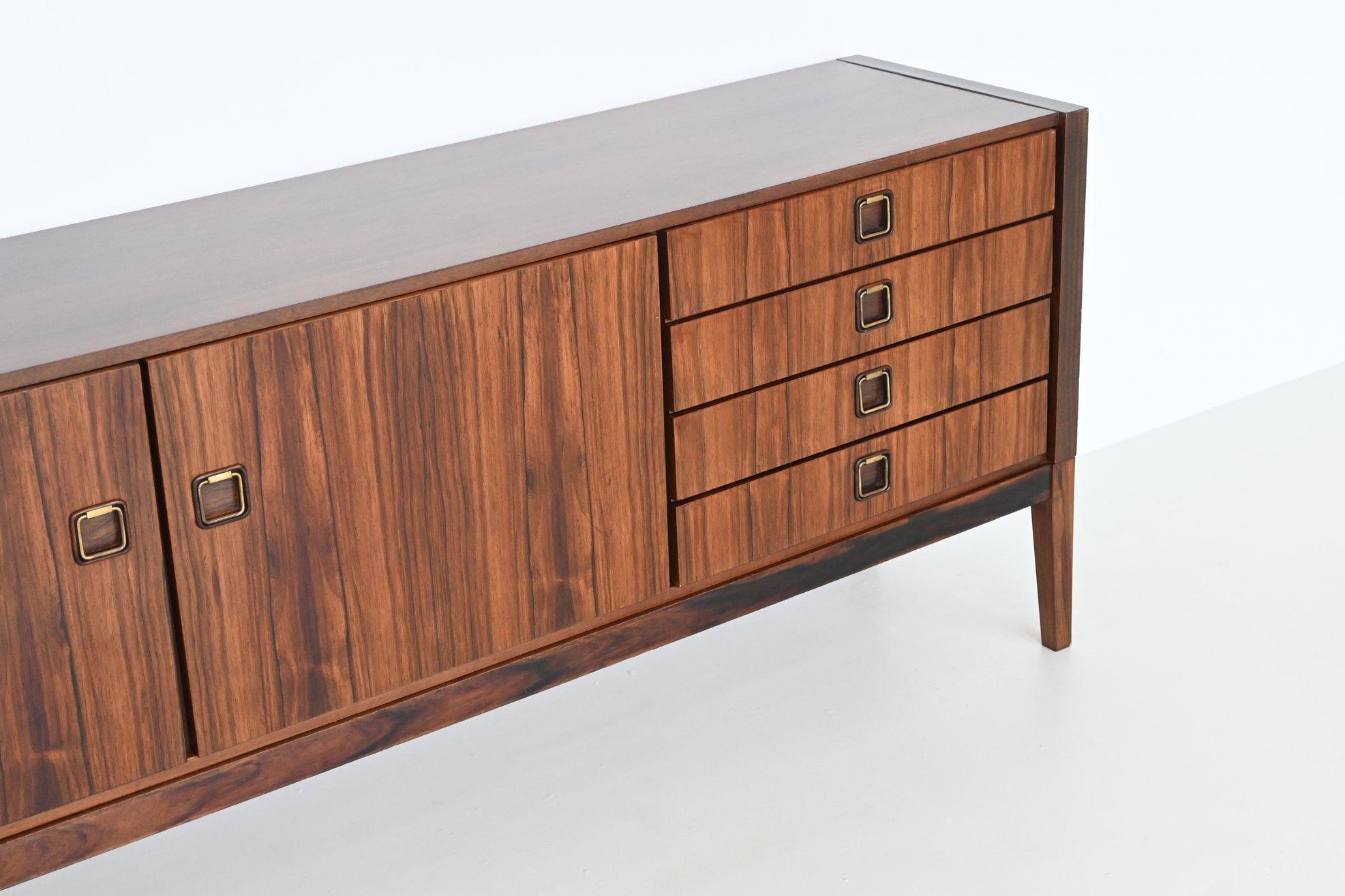 Dutch Topform sideboard in rosewood and brass The Netherlands 1960 For Sale