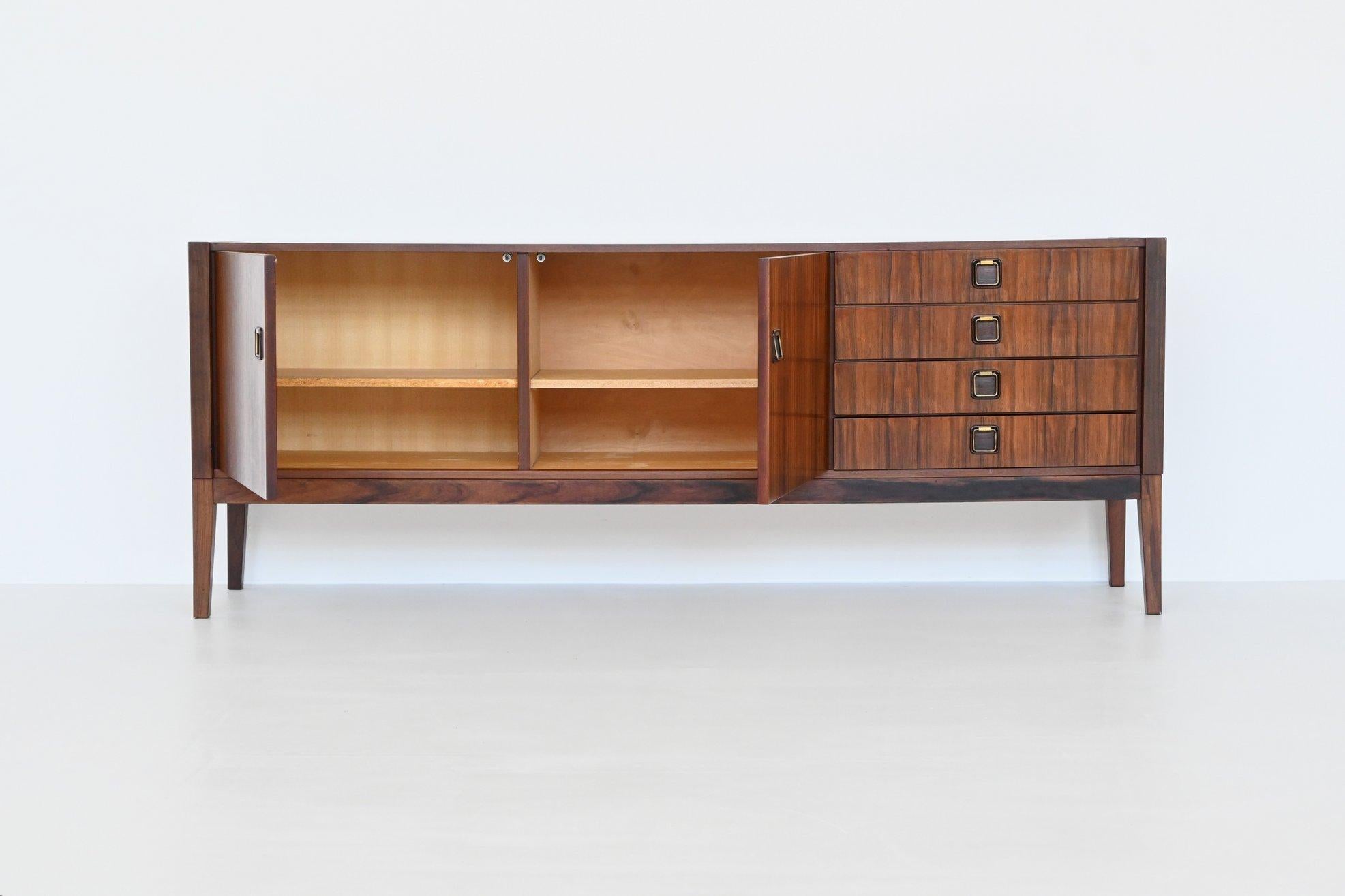 Hardwood Topform sideboard in rosewood and brass The Netherlands 1960 For Sale