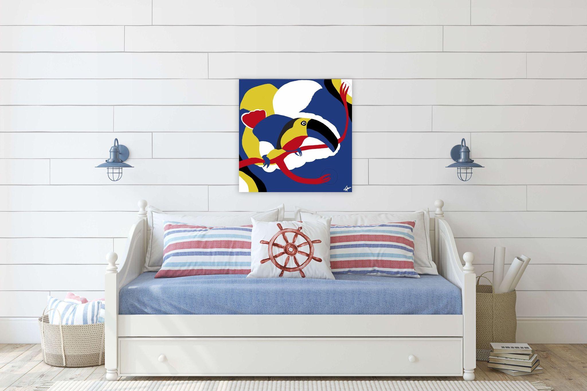 Tucano, pittura figurativa moderna espressionista, 2020, Ltd Ed - Painting di Topher Straus