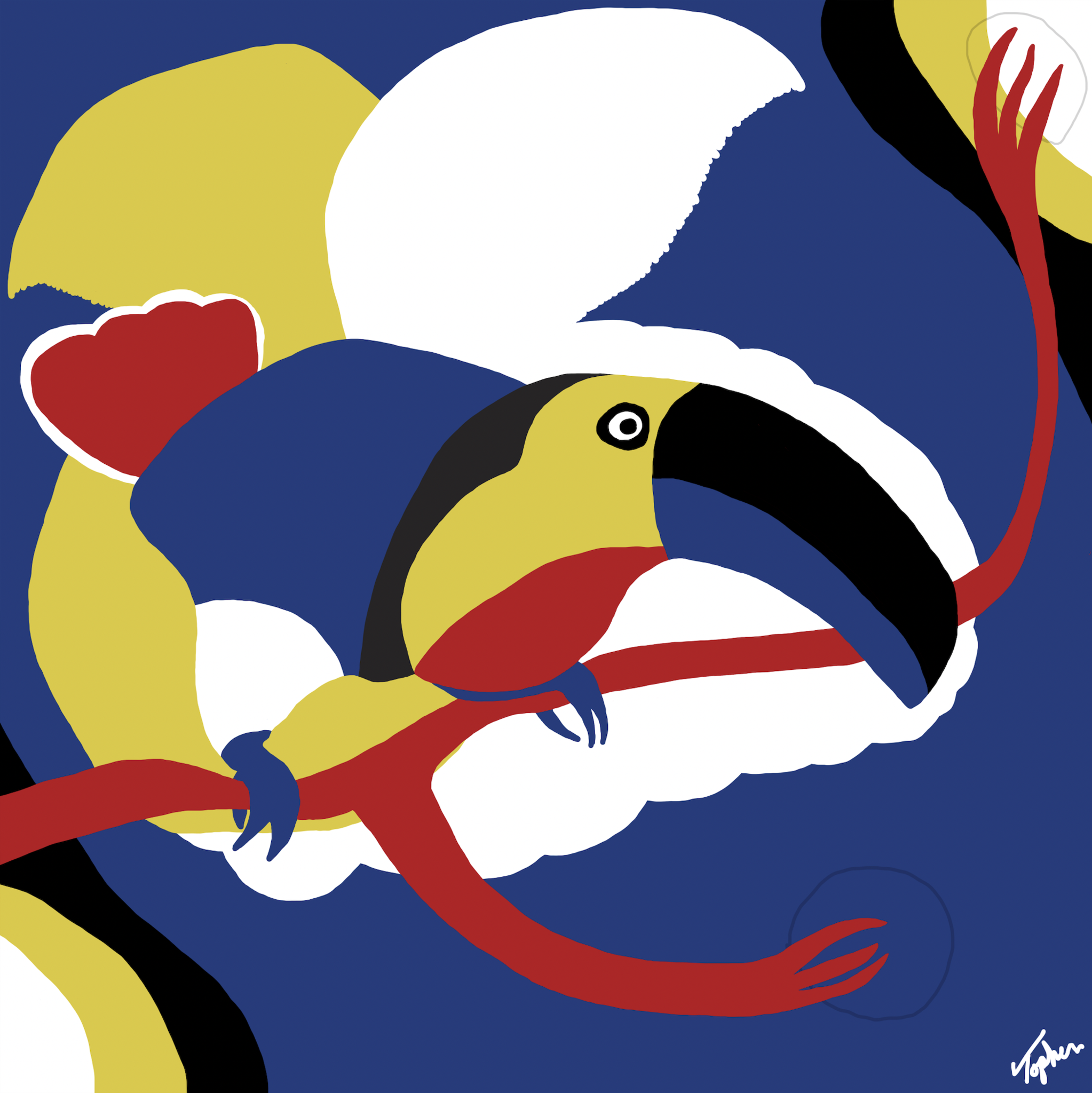 Topher Straus Abstract Painting - Toucan, Modern Figurative Expressionist Painting, 2020, Ltd Ed