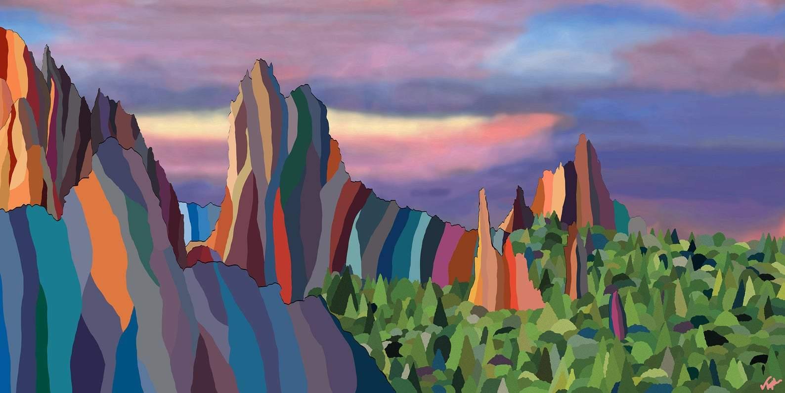 Topher Straus Abstract Painting - Garden of the Gods, Modern Impressionist Landscape Painting, Colorado, Ltd Ed
