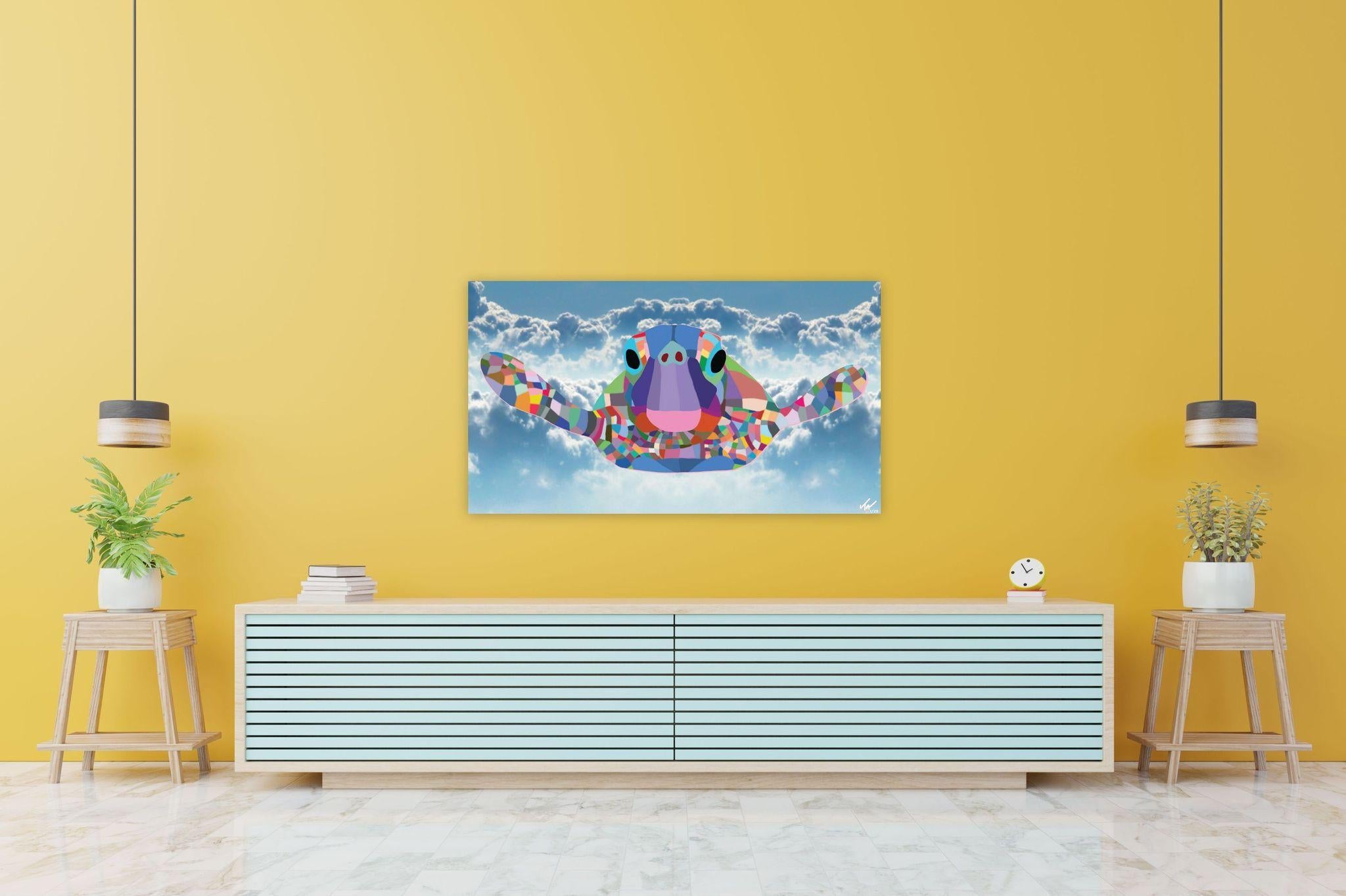 Por Encima De Las Nubes, Pintura Impresionista Abstracta Moderna de Animales, 2018, Ltd Ed - Painting de Topher Straus