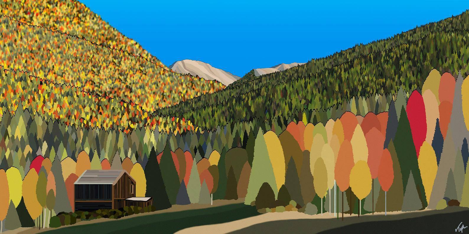 Topher Straus Abstract Painting – Aschenbecher, Originales modernes impressionistisches Landschaftsgemälde, Colorado, Berge
