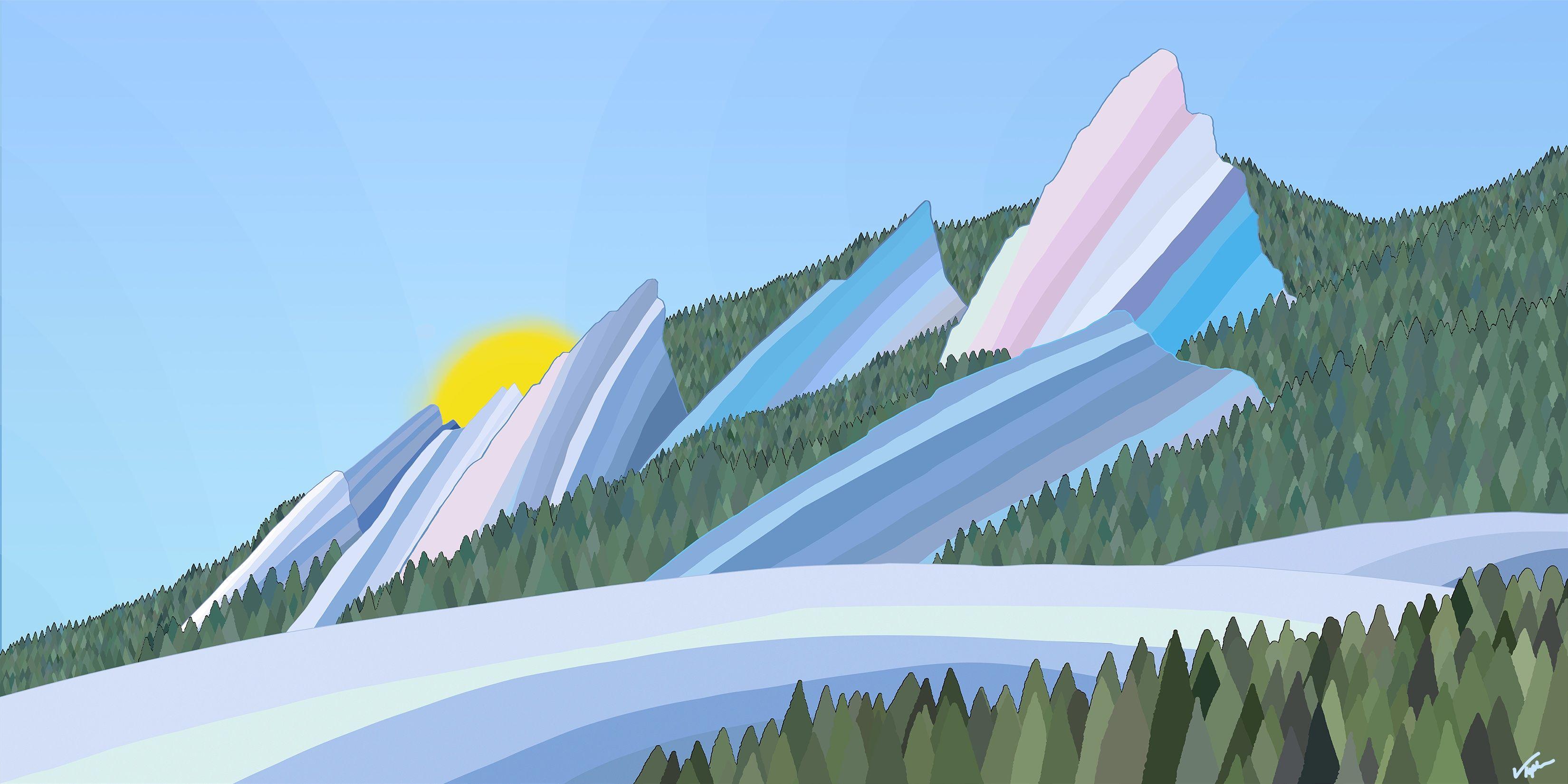 colorado mountains cartoon