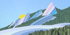 Boulder, Modern Impressionist Landscape Painting, Colorado, Snow, Ski, Ltd Ed