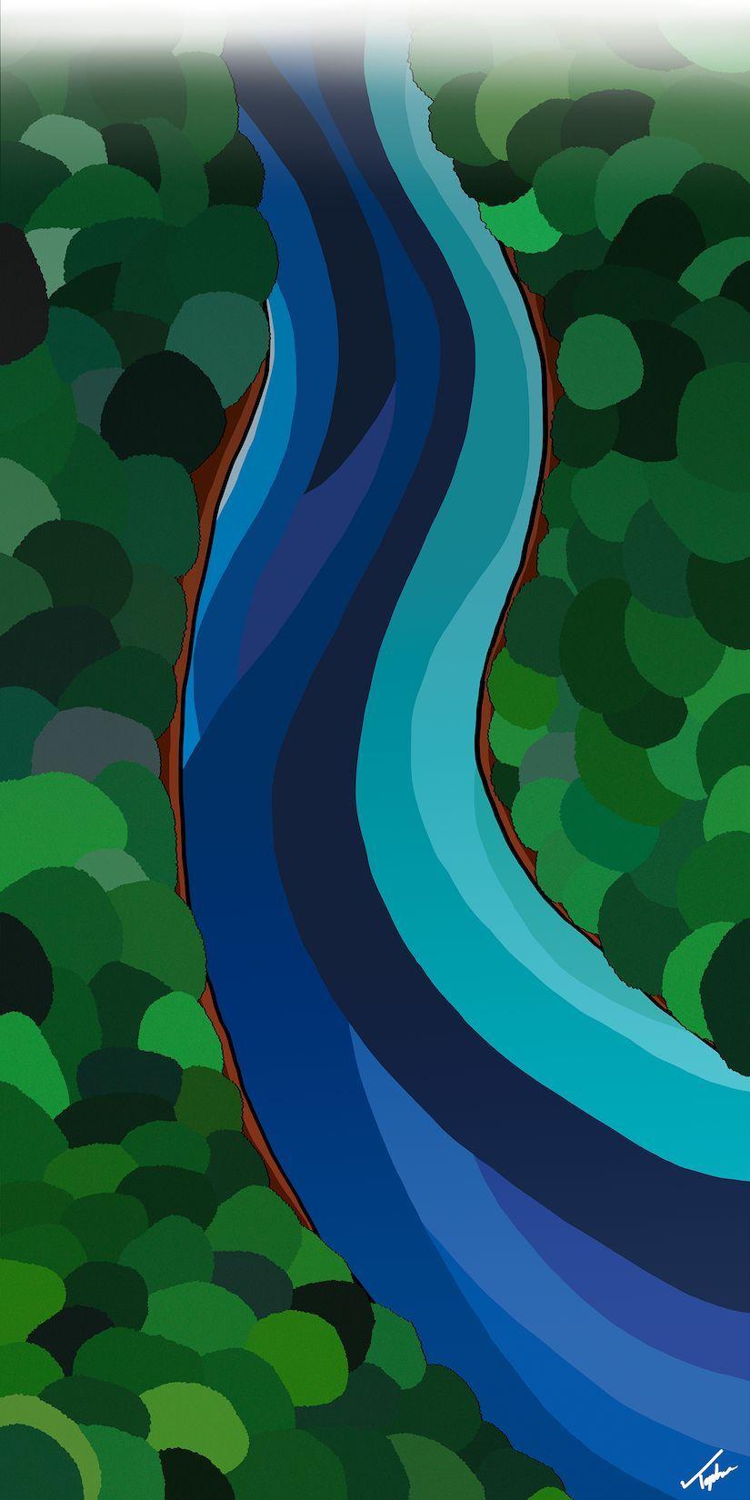Abstract Painting de Topher Straus - Actual, Paisaje impresionista moderno, Agua, Edición limitada