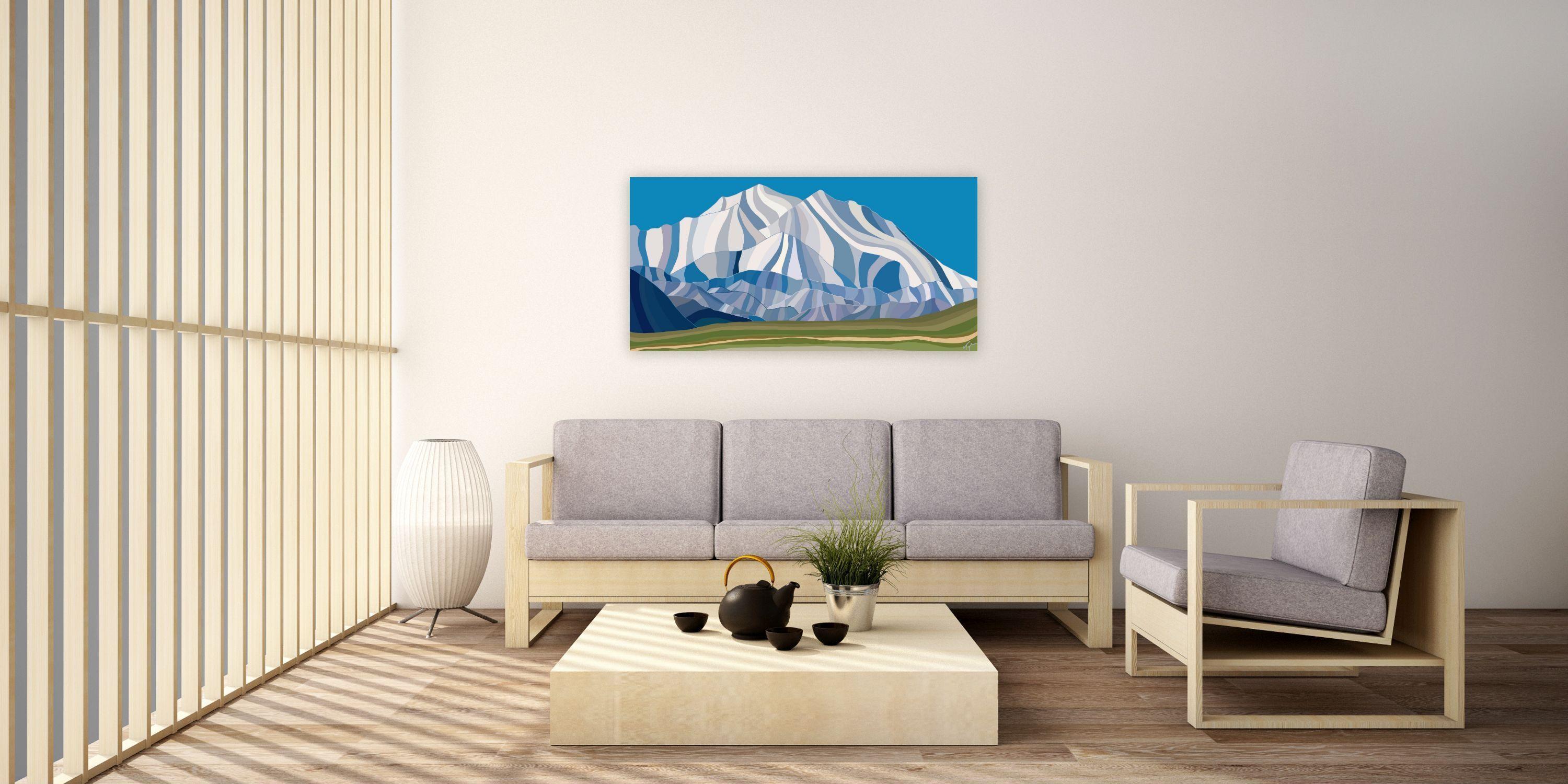 Denali National Park, peinture impressionniste de paysage de montagne, Alaska, édition limitée - Painting de Topher Straus