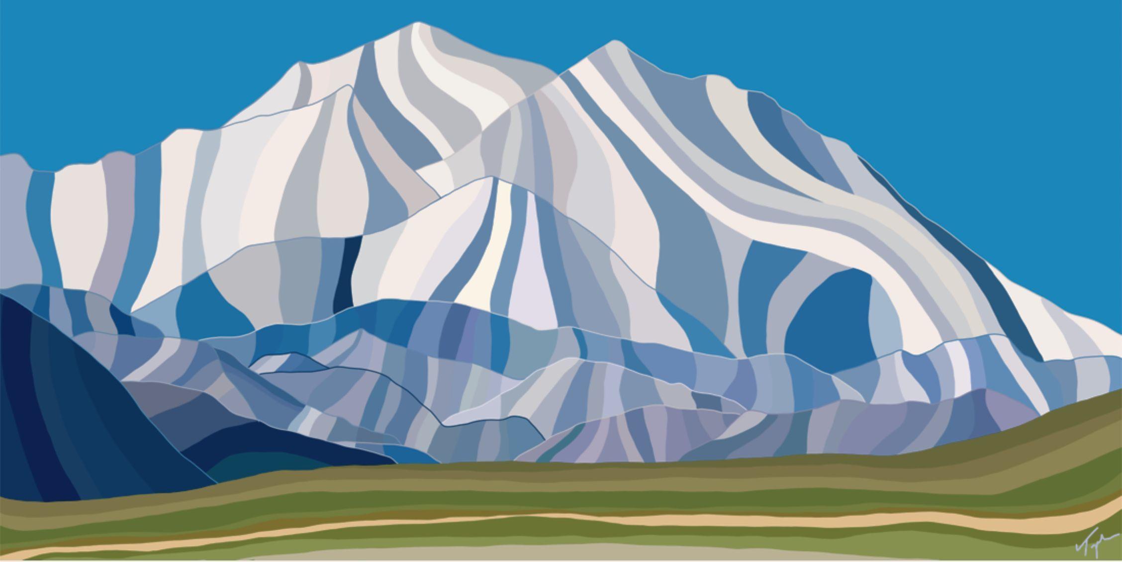 Parco nazionale di Denali, dipinto impressionista di paesaggio montano, Alaska, Ltd Ed