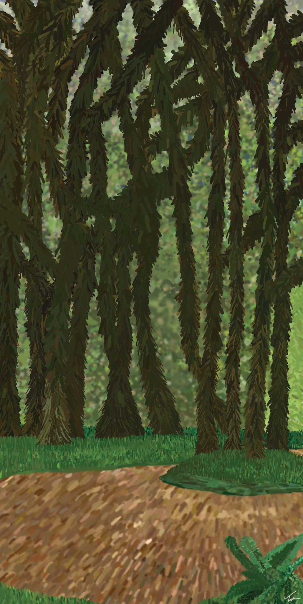 Landscape Painting Topher Straus - Enchanté, peinture impressionniste originale de la forêt, polymère acrylique sur métal
