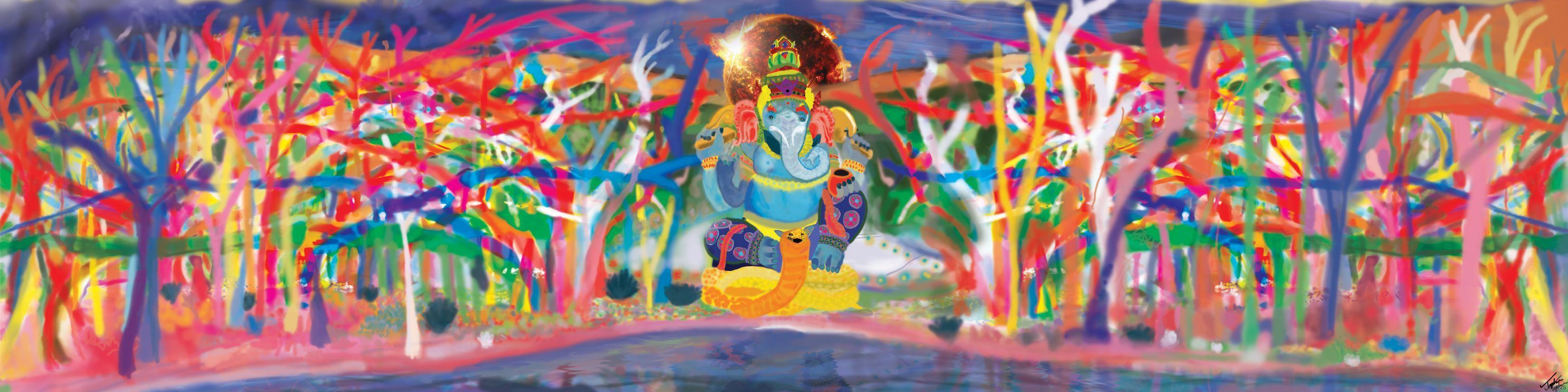 Ganesha, Modern Impressionist Figurative Painting, Large-scale, Hindu, Ltd Ed