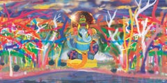 Ganesha, peinture impressionniste contemporaine moderne, 2022, édition limitée