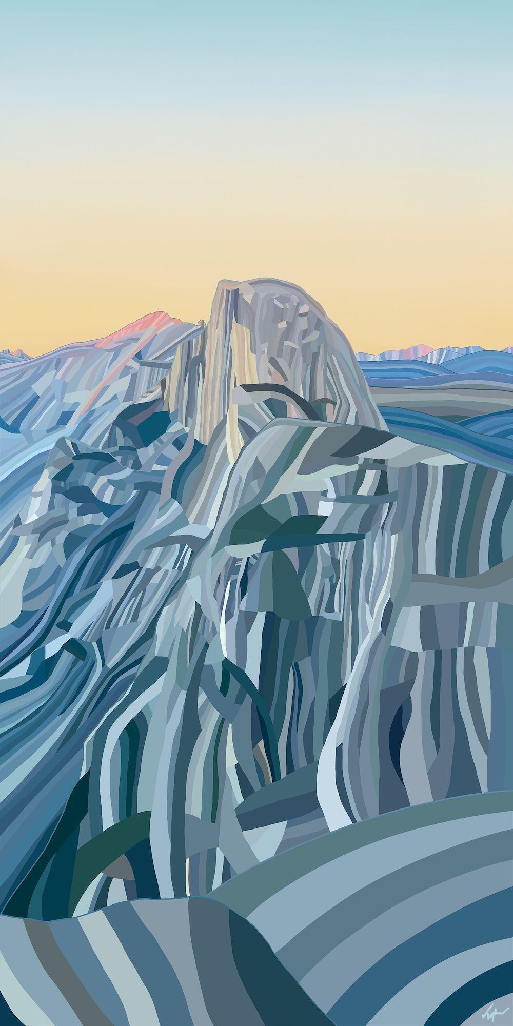 Abstract Painting Topher Straus - Half Dome, peinture de paysage impressionniste contemporaine moderne, 2022, Ltd Ed.