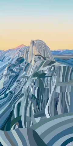 Peinture de paysage impressionniste moderne à demi- dôme, Californie, Yosemite, édition limitée
