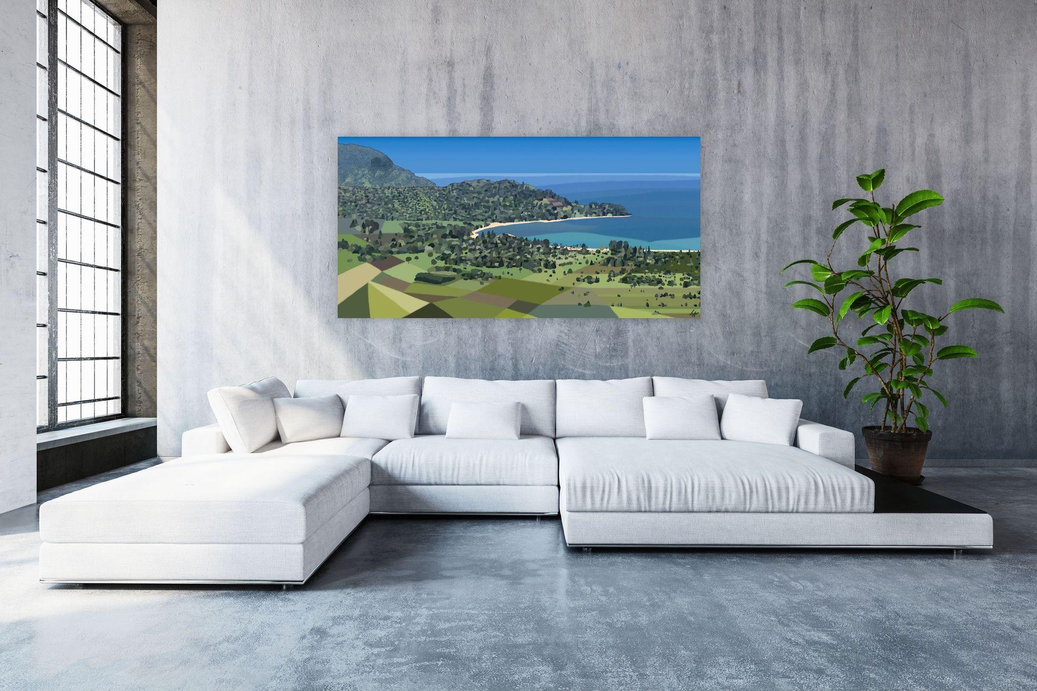Hanalei, Pintura de paisaje impresionista moderno, 2019, Edición original - Painting de Topher Straus