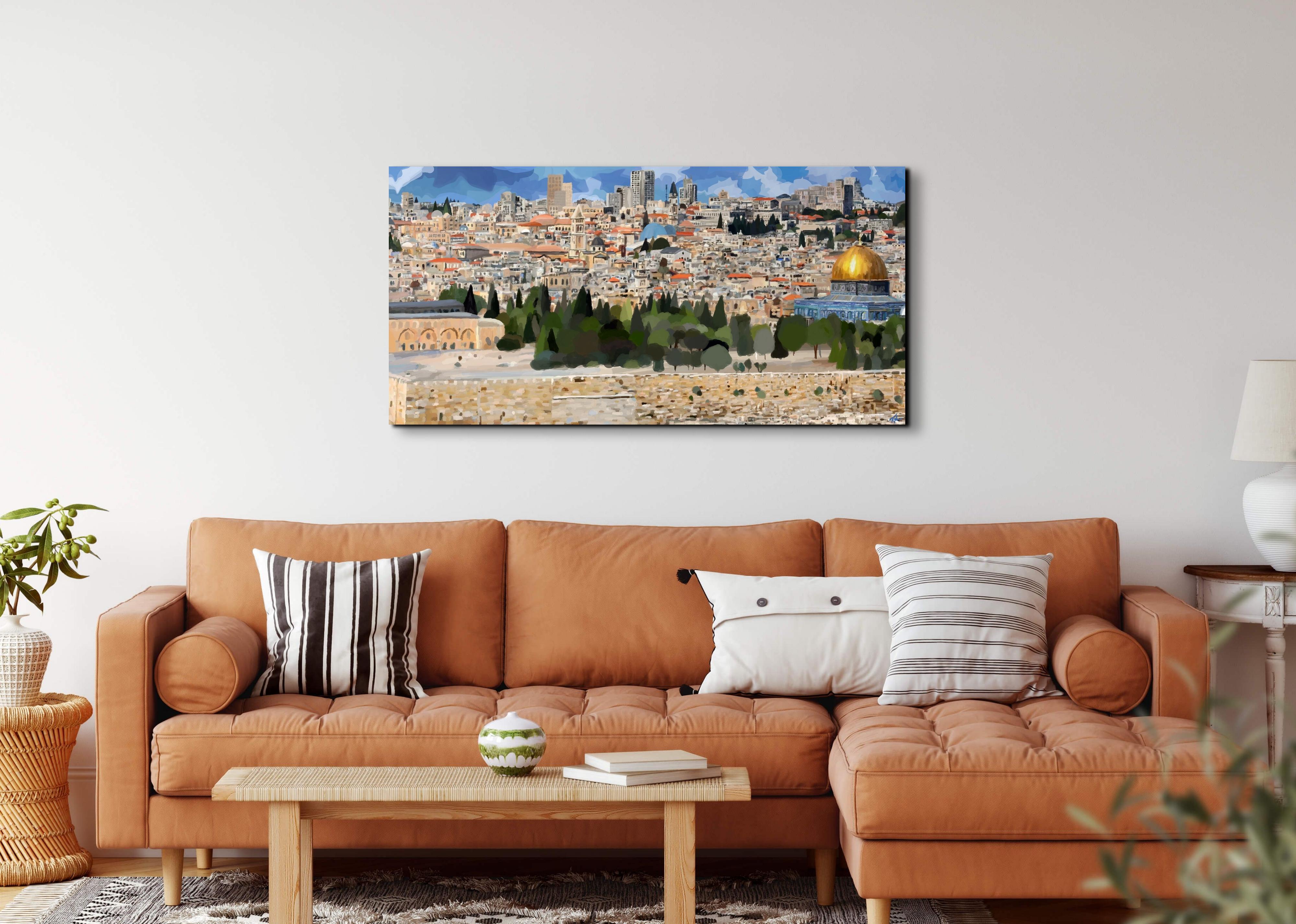 Jerusalem, Contemporary Impressionist Landscape, 2023, Limited Edition - Painting by Topher Straus