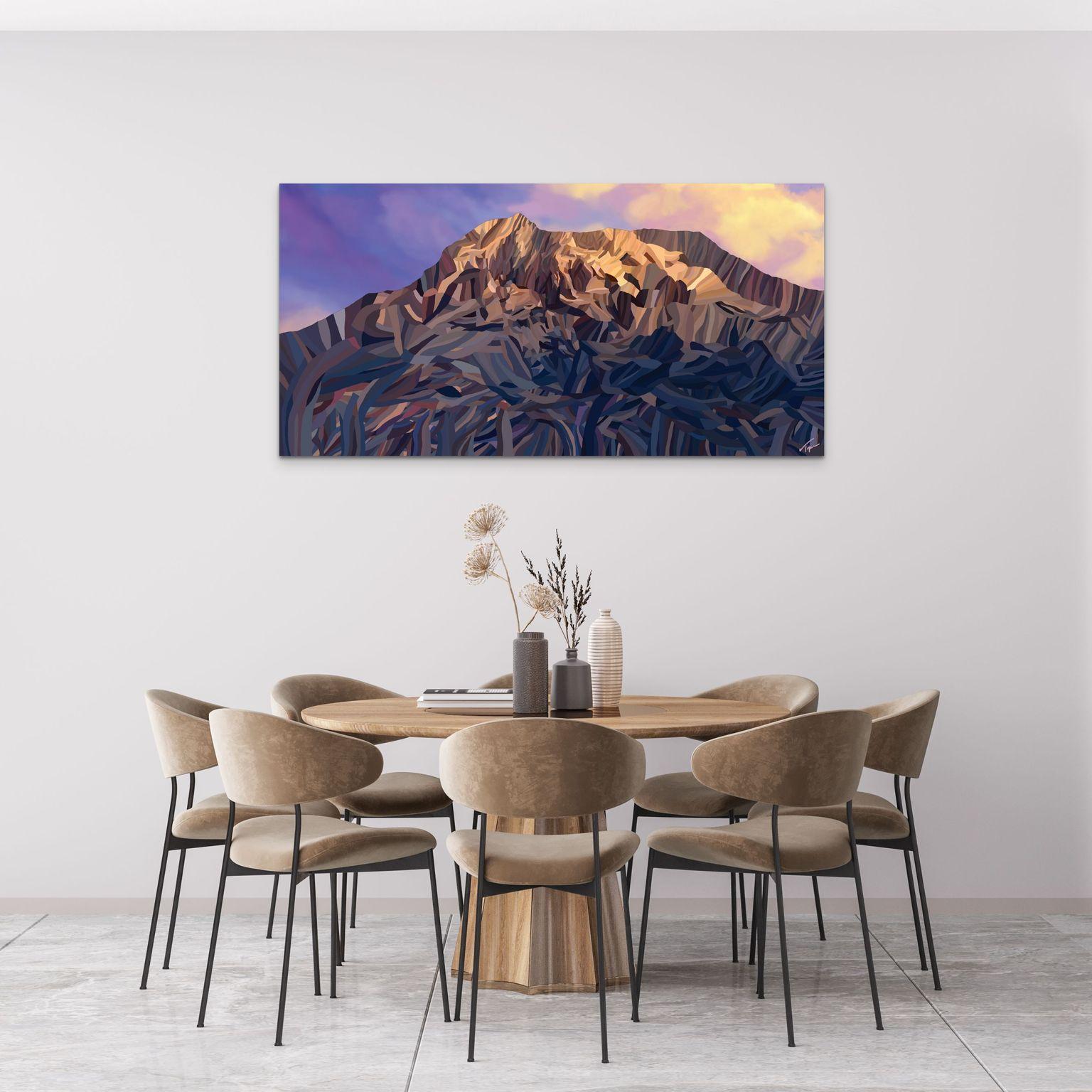 Mount Rainier National Park, Modern Impressionist Landscape Painting, Ltd Ed - Purple Abstract Painting by Topher Straus