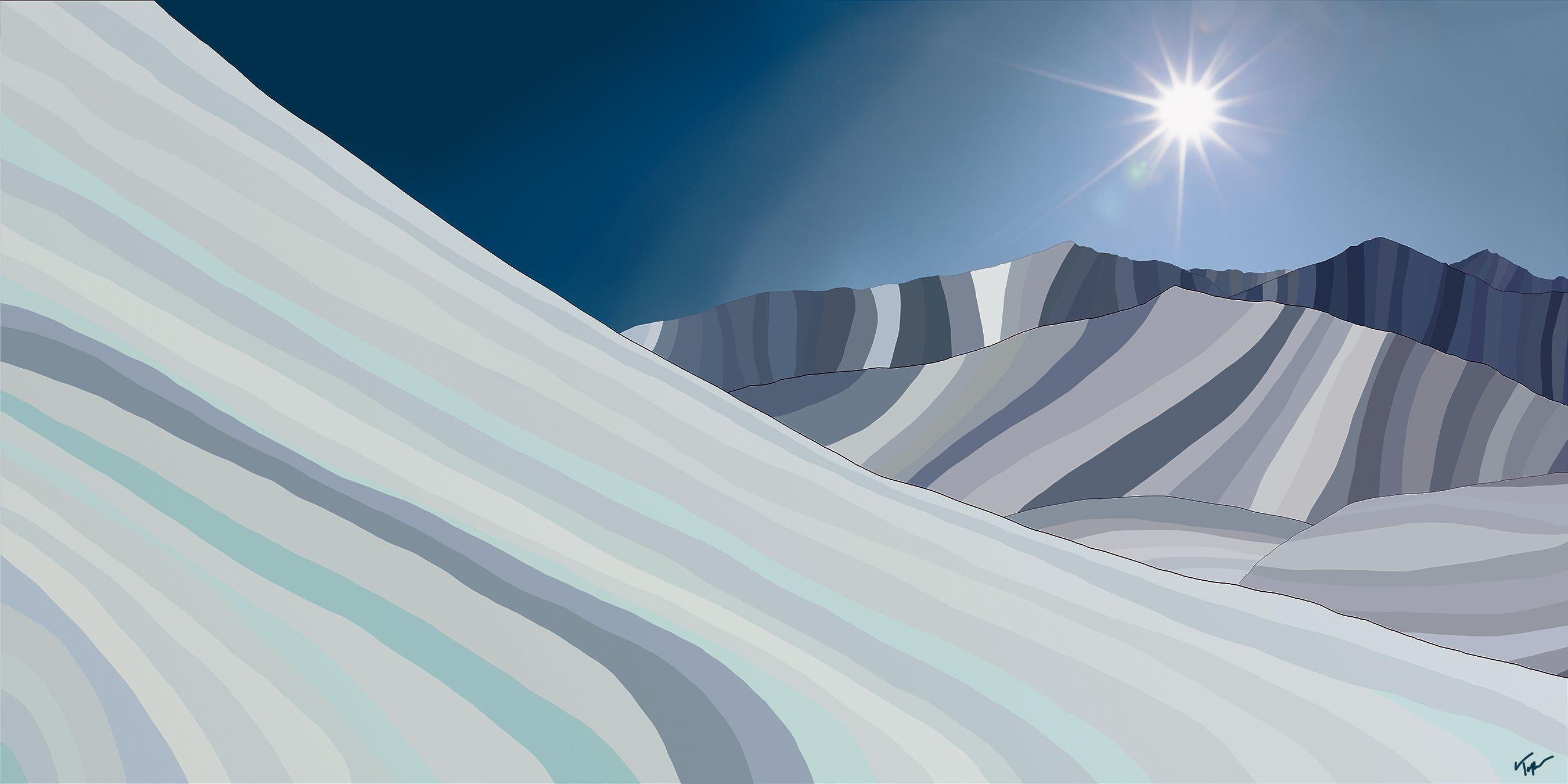 Abstract Painting Topher Straus - Peaks, peinture de paysage impressionniste moderne abstraite, Ski & Snow, édition limitée
